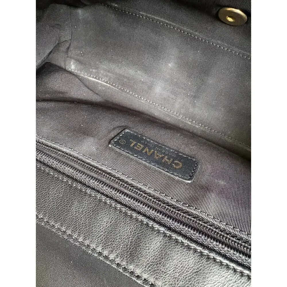 Chanel Chevron Top Handle Flap Bag - Black Calfskin with Gold Hardware